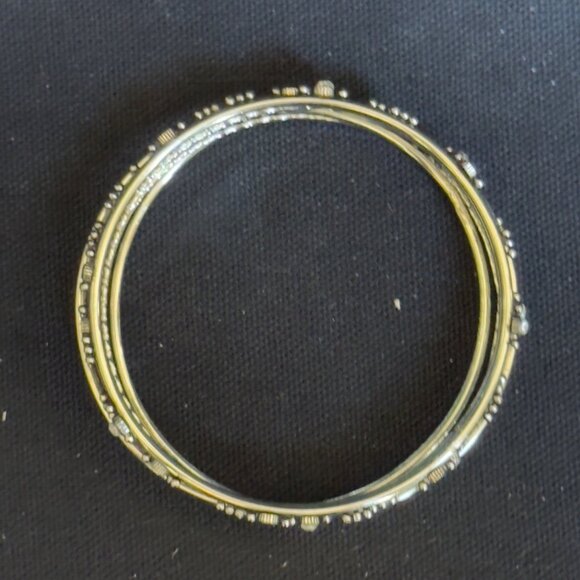 Set Of Six Silver-Tone Rhinestone Embellished Bangle Bracelets - Picture 2 of 7